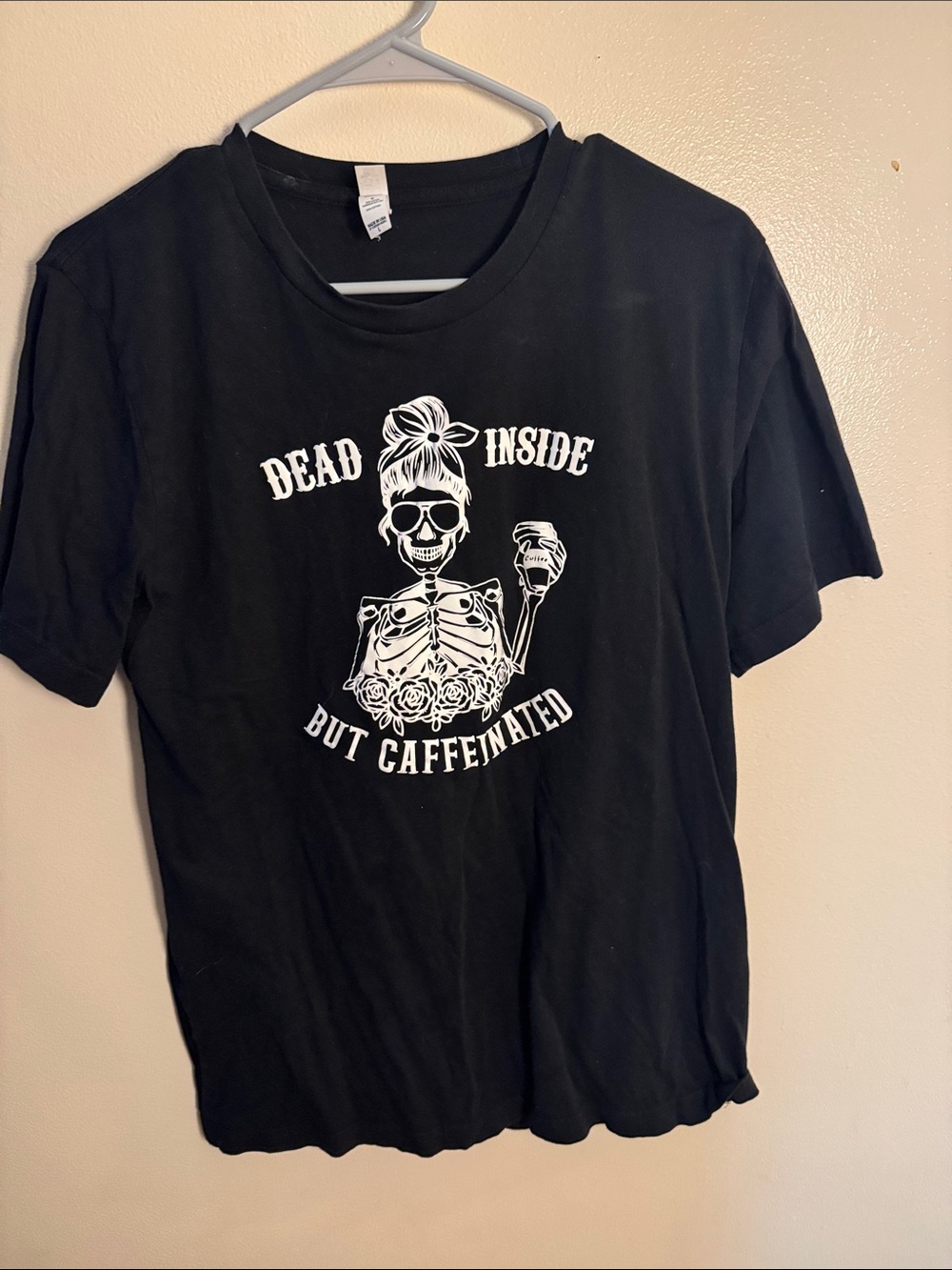 Bella Canvas Black Graphic 'Dead Inside But Caffeinated' Kids Tee